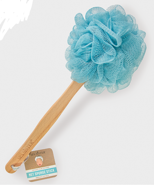 Mesh Loofah with Bamboo Stick