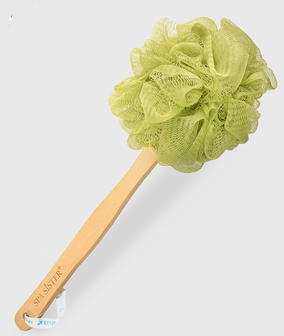 Mesh Loofah with Bamboo Stick