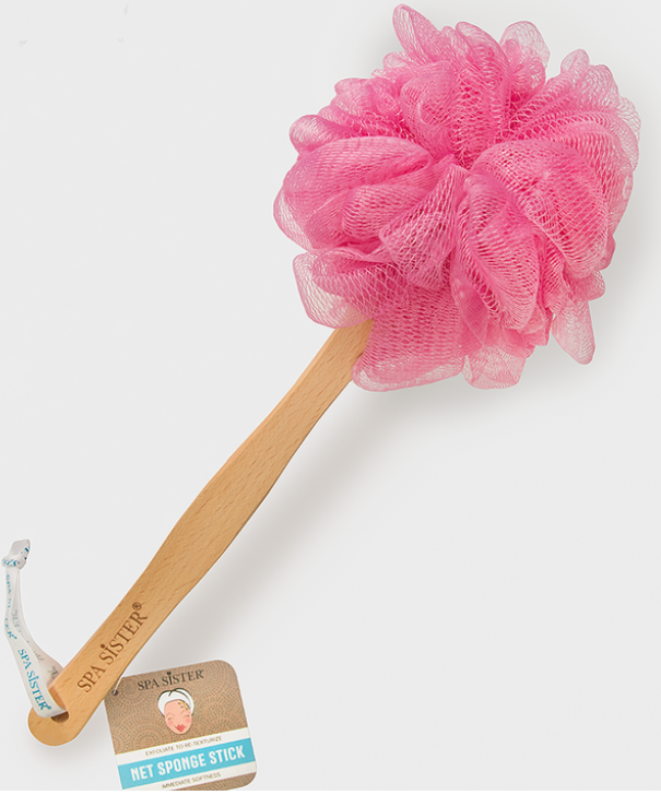Mesh Loofah with Bamboo Stick